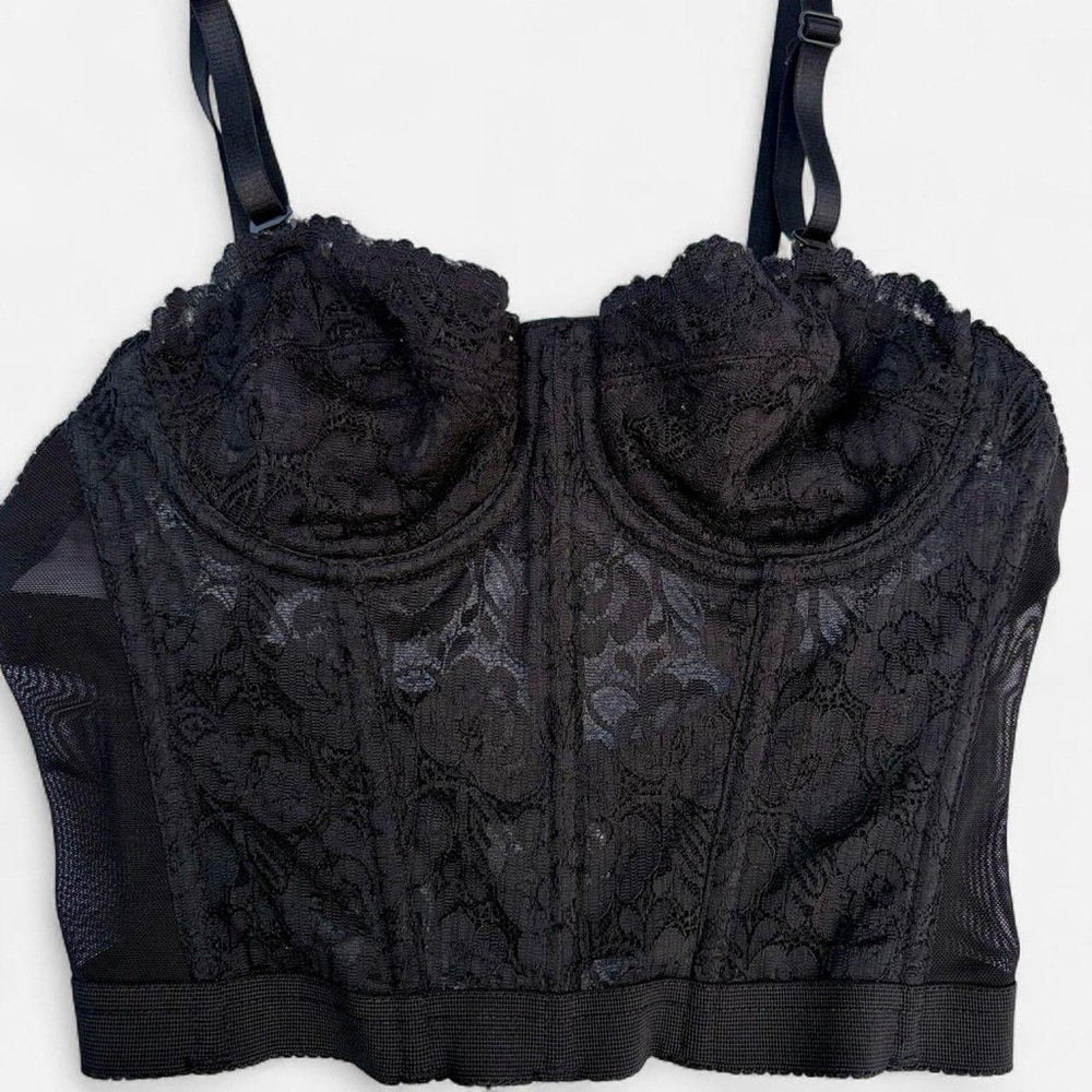 Nasty Gal Black Lace Bustier Crop Top